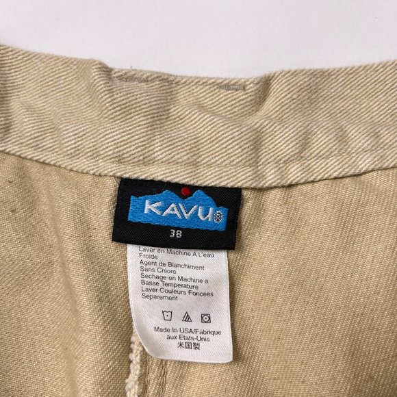Kavu Roughneck Oatmeal Tan Thick Canvas Cargo Mens Straight Leg Pants 38 FLAW - Picture 12 of 13
